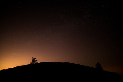 在夜间山轮廓
